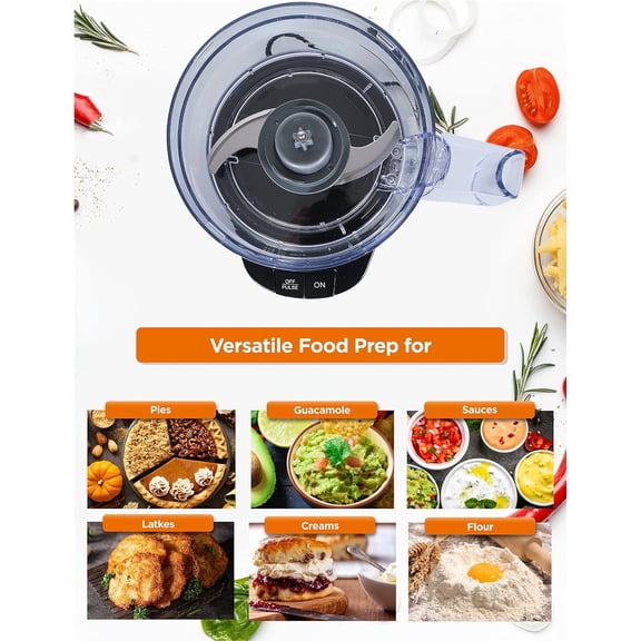 4-Cup Food Processor with  Bowl and Multiple Attachments for Efficient Chopping and Slicing