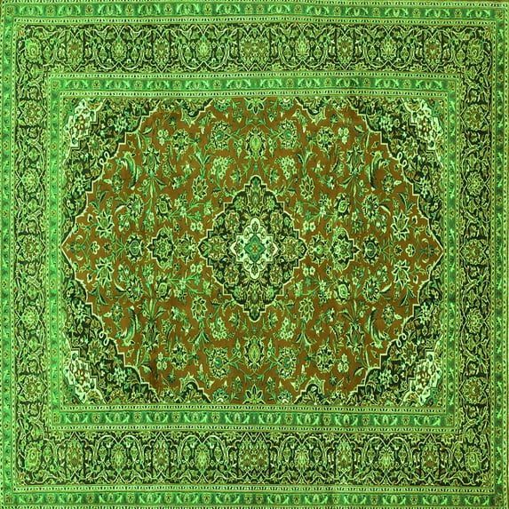 Ahgly Company Indoor Square Medallion Green Traditional Area Rugs, 6' Square