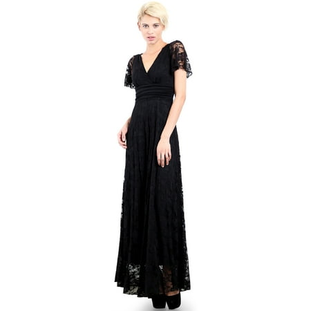 Evanese Women's Plus Size Formal Party Lace Long Dress Gown with Short ...