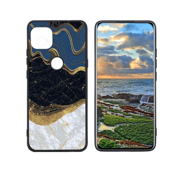 Compatible with Motorola G 5G Phone Case, White-Golden-Marble-110-jpg-0-2 Case Men Women, Flexible Silicone Shockproof Case for Motorola G 5G