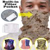 Cooling Washable Face Mask with Pocket, Reusable Face Cover Gaiter Neck Tube, Unisex Full Tube Bandanas Multifunctional Headwear Balaclava, Desert Camoflage, 2 Filters included