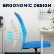 BestOffice Ergonomic Armless Office Chair with Adjustable Height, Lumbar Support for Adults(Blue)