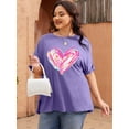 thumbnail image 4 of XCHQRTI Womens Oversized Love Shirt Half Sleeve Summer Tee Graphic Valentine's Day Plus Tops, 4 of 7