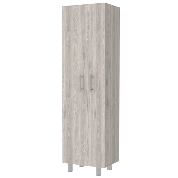 FM FURNITURE Norway 5-Shelf Engineered Wood Pantry in Light Gray/White