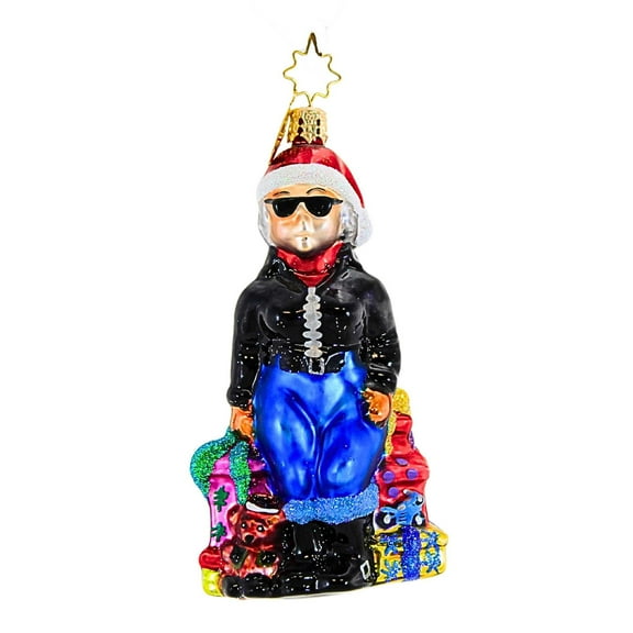 Christopher Radko Company 4.25In Petite Mrs Harley� Claus, Glass, Ornament Motorcycle Leather Jacket 02Har03
