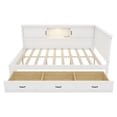 thumbnail image 6 of Full Size Modern Daybed, Wooden Captain Bed with Led Downlight and USB Port, L-Shaped Corner Daybed with Storage Bookcase and Drawers for Small Room, Bedroom, Guest Room (White, Full), 6 of 9