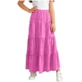 thumbnail image 2 of TIMIFIS Girls' High Waisted Ruffle Maxi Skirt Summer Boho Flowy Eyelet Long Skirt Teen Girl Clothes A-Line Ankle-Length, 2 of 7