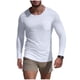 thumbnail image 2 of Blusas y camisas de manga larga con cuello redondo para hombre, colores lisos, informales, cuello redondo, bolsillo, manga larga, capa base para ejercicio, blusa de poliéster para hombre, 2 of 6