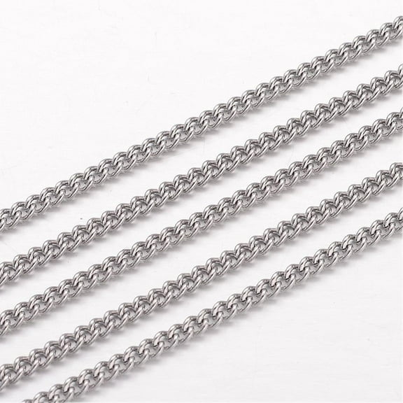 Tarnish Resistant 304 Stainless Steel Curb Chains Twisted Chains Unwelded Stainless Steel color 3x2x0.6mm