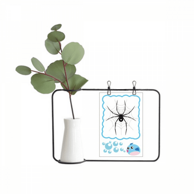 Illustration d'Insecte Araignée Motif Noir Vase Suspendu en Verre Transparent Décoration Bouteille