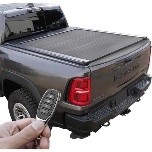 Syneticusa ER Power Retract Hard Tonneau Cover Fits 2009-2026 Dodge Ram 1500 5'7" (67.4”) Truck Bed Retractable Waterproof T-Slot Rails