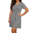thumbnail image 5 of TKYCMSUAKI Womens Plus Size Summer Dresses Short Sleeve Ruched V Neck T Shirt Dress Casual Solid Color Sundress Midi Dress, 5 of 7