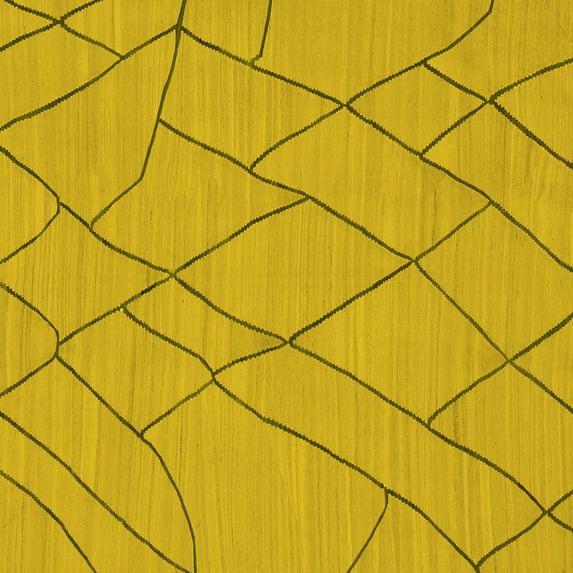 Ahgly Company Machine Washable Indoor Square Solid Yellow Modern Area Rugs, 5' Square