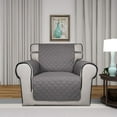 thumbnail image 2 of Housse de Sofa Matelassée Réversible, Protège-Meubles Résistant à l'Eau, Housse de Canapé Lavable avec Mousse Antidérapante et Sangles Élastiques pour Enfants, Chiens, Animaux (Chaise, Gris/gris Pâle), 2 of 7