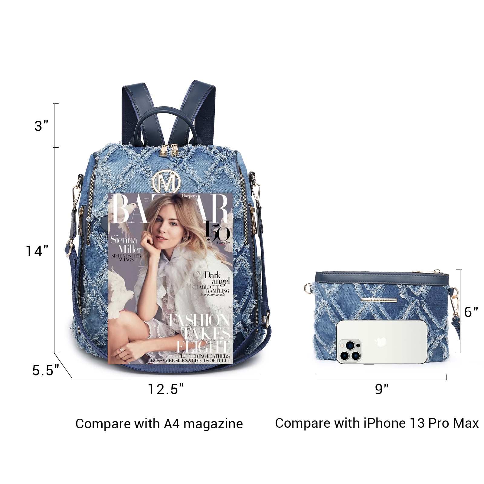 MKP COLLECTION Women Fashion Backpack Purse Travel Shoulder Bags and Purse 2Pcs