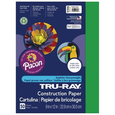 Pacon Tru-Ray Construction Paper, 50 Sheets, 9 in x 12 in, Forest Green