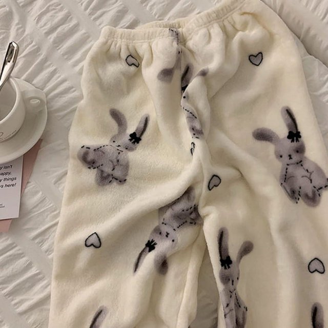 Sanrio Hello Kitty - Pantalones de pijama de terciopelo coral para mujer, nuevos pantalones de felpa con dibujos animados para el hogar, cómodos e informales, a la moda, para invierno