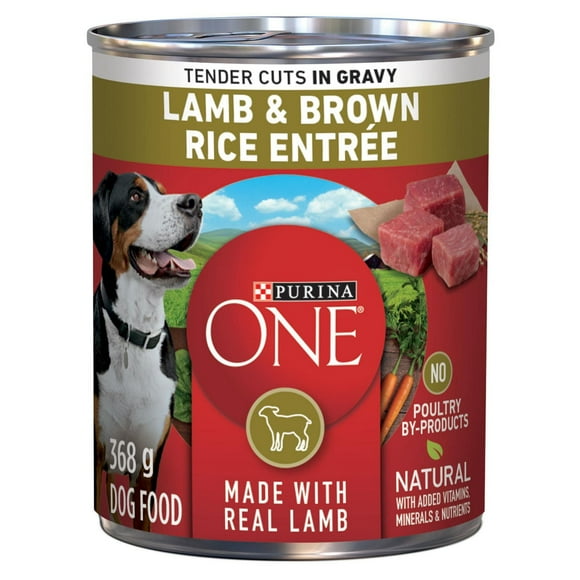 Purina ONE Tendres Morceaux en Sauce Entrée d'Agneau et Riz Brun, Nourriture Humide pour Chiens 368 g 368g