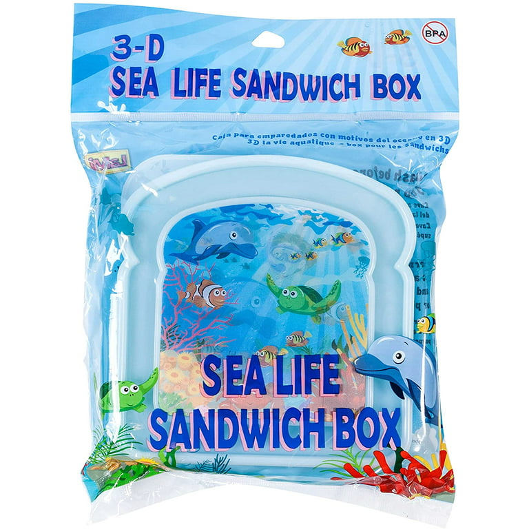 Jacent Reusable Kids Lunch Sandwich Box Container, 3D Sea Life: 1 Pack  *Colors Vary