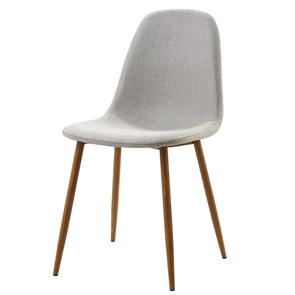 Teamson Home Minimalist Fabric Chair Seating Light Grey Fabric Wood Grain Legs Set of 2 For Kitchen Dining Living Room Reading Bedroom Office