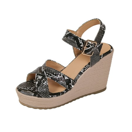 

YanHoo Women s Wedge Sandals Open Toe Ankle Buckle Strap Platform Sandal Summer Dressy Peep Toe High Heel Shoes