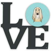 Carolines Treasures BB1182WALV Checkerboard Blue Afghan Hound Metal Wall Artwork LOVE 12X12 multicolor