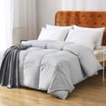 thumbnail image 2 of Gray Feathers Down Comforter Twin - 100% Organic Cotton, Medium Warm All Seasons Machine Washable Duvet Insert with Tabs (68x90, Mirage Grey), 2 of 16