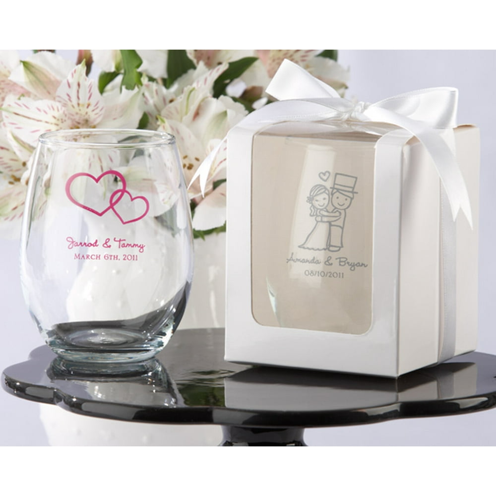 Kate Aspen Gift Boxes for Stemless Wine Glass, 9Ounce, White, Set of 12