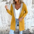 thumbnail image 4 of Fashionable Solid Color Long Sleeved Casual Sweater Cardigan, Hooded Jacket with Pockets for Versatile Layering in Women's Everyday Wardrobe,Yellow,XL, 4 of 5
