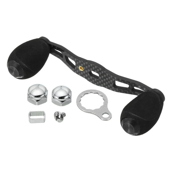 Fishing Reel Power Handle Metal Baitcasting Handle Rocker Replacement with EVA Knob Nuts Frame, Black
