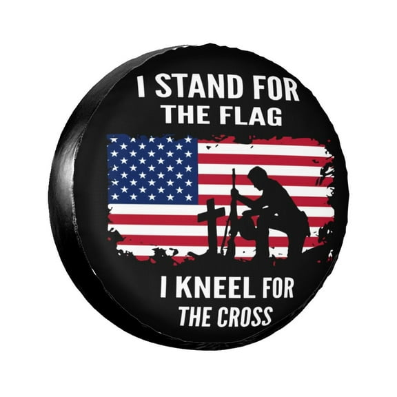 Stand For The Flag Kneel For The Cross 14 Inch Spare Tire Cover Waterproof Dust-Proof Universal Wheel Tire Covers Fit For Trailer, Rv, Suv Truck And Camper Accessories