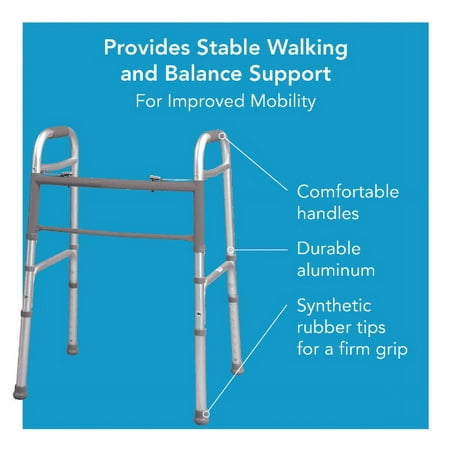 Carex Aluminium Folding Walker for Adults with Height Adjustable Legs, 300 lb Weight Capacity