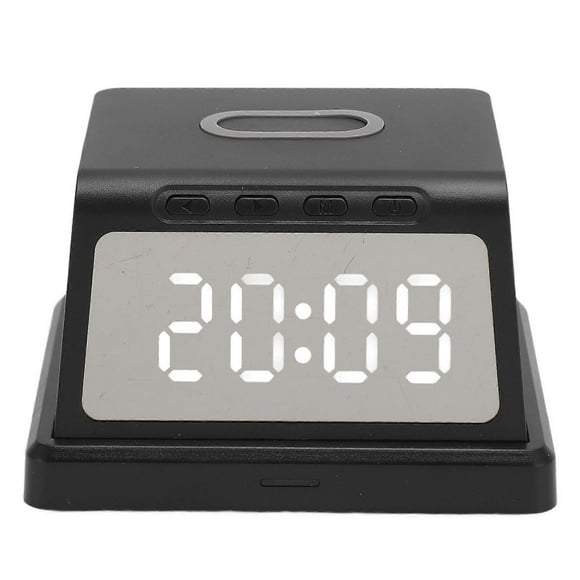 15W Wireless Charger Alarm Clock with Wireless Charger Pad Digital Alarm Clock with Wireless Charging Blackfor iPhone 16 15 14 13 12 Pro Max Plus Samsung Galaxy S21