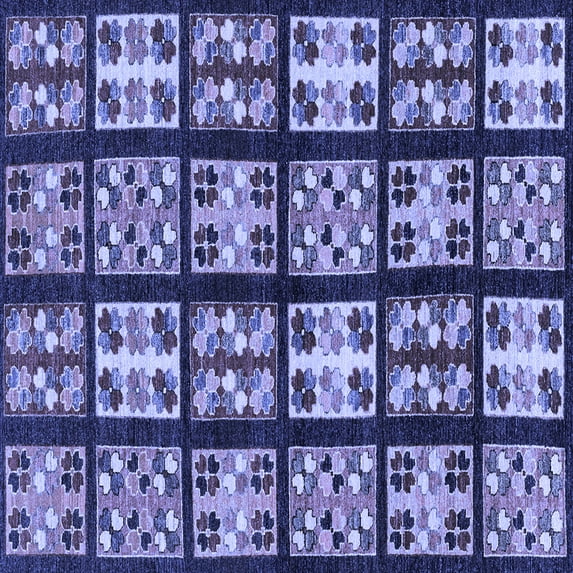 Ahgly Company Machine Washable Indoor Square Abstract Blue Modern Area Rugs, 4' Square