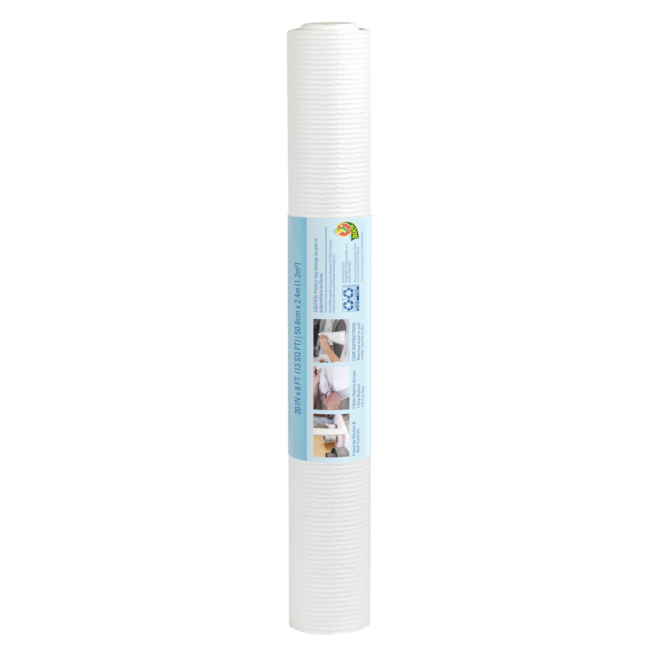 (2 pack) Smooth Surface Shelf Liner with Clorox, White, 20 in. x 8 ft. Roll