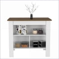 thumbnail image 5 of Kitchen Island with Three Shelves, Four Legs - White/Walnut | Modern | Particle Board, 5 of 11