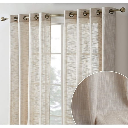 Madison Faux Linen Textured Semi Sheer Privacy Sun Light Filtering ...