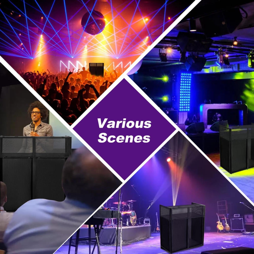 Portable DJ Facade Booth DJ Table Stand Booth With White & Black Scrim for Party