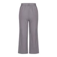 thumbnail image 4 of Wide Leg Summer Pants Dressy Casual Womens Capri Pants Cotton Linen Elastic Waist Solid Color Business Work Boho Beach Pants With Pockets Grey S, 4 of 5