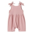 thumbnail image 5 of FYMNSI Mommy and Me Short Jumpsuits Matching Outfits Women Casual Sleeveless Loose Rompers Girls Bowknot Tie Straps Overalls with Pockets Pink (Mom L), 5 of 6