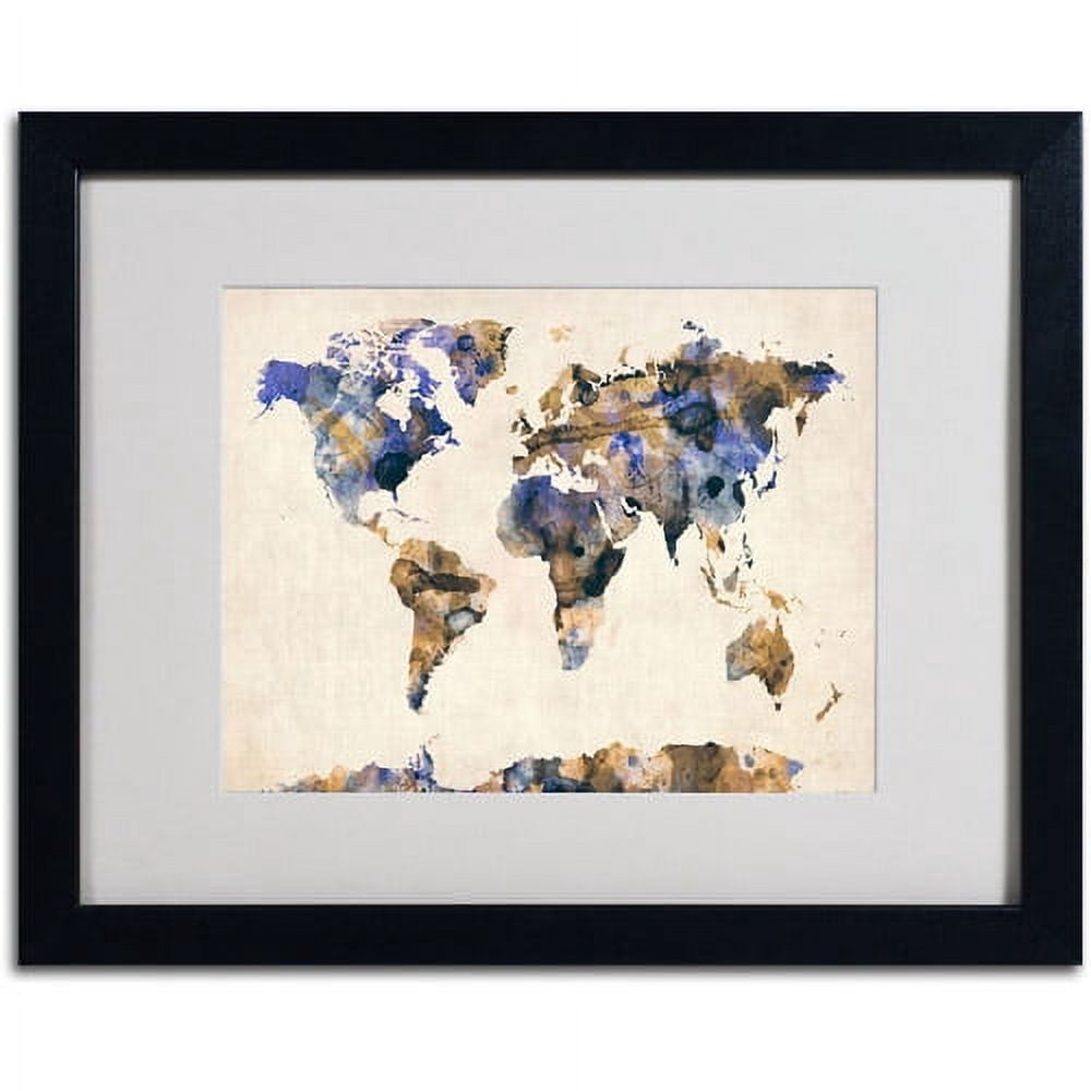 Trademark Fine Art "Watercolor Map 3" Matted Framed Art by Michael Tompsett