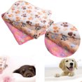 thumbnail image 4 of Flmtop 76cm x 52cm Chaud Doux Patte Impression Corail Velours Chat Chien Couverture Chiot Lit Mat Café, 4 of 9