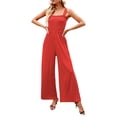 thumbnail image 2 of Sunloudy - Mono informal con cuello cuadrado para mujer, a la moda, color sólido/estampado, sin mangas, con pernera ancha Sunloudy S, M, L, XL, 2 of 9