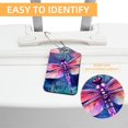 thumbnail image 3 of Dragonfly Square PU Leather Luggage Tags, 2 Pack, with Privacy Cover and Stainless Steel Ring - Suitable for Travel, Backpack, Handbag - Bag Tags, Handbag Tags, 3 of 7
