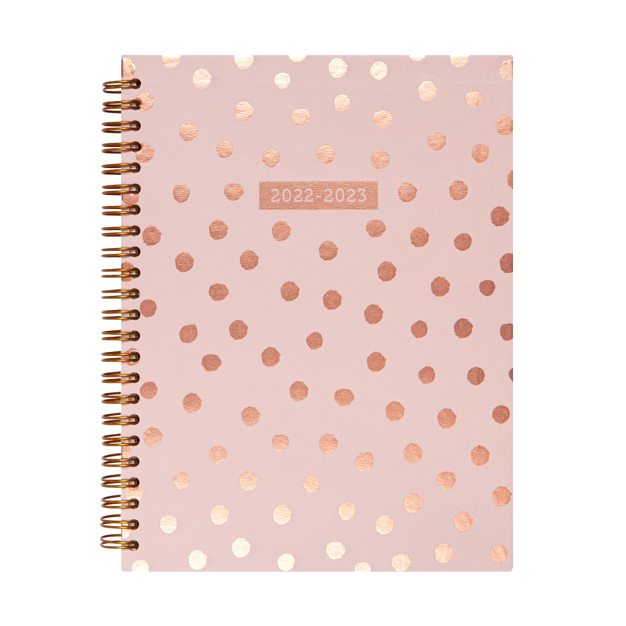 2022-2023 Mintgreen Weekly Monthly Spiral Planner, 6 x 8, Pink Dot, Recycled Paper, Eco Friendly Soy Ink