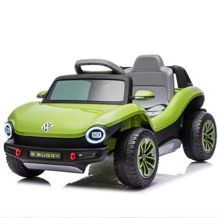 NIGSQJB 12V Kids Ride On Electric Car W/2.4G PC,Cute&Curvy Body,2WD,4-Wheel Suspension,Rear Cargo Storage,Bright Front Headlights,Bluetooth,USB,Music,Speeds 1.5-2.5MPH For kids 3-5,Green