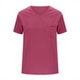thumbnail image 5 of Women's Textured V Neck Short Sleeve T Shirt Tee Top Loose Relaxed Fit Breathable Lightweight Summer Casual Vacation Fashion | CSEONE,Hot Pink XL, 5 of 8