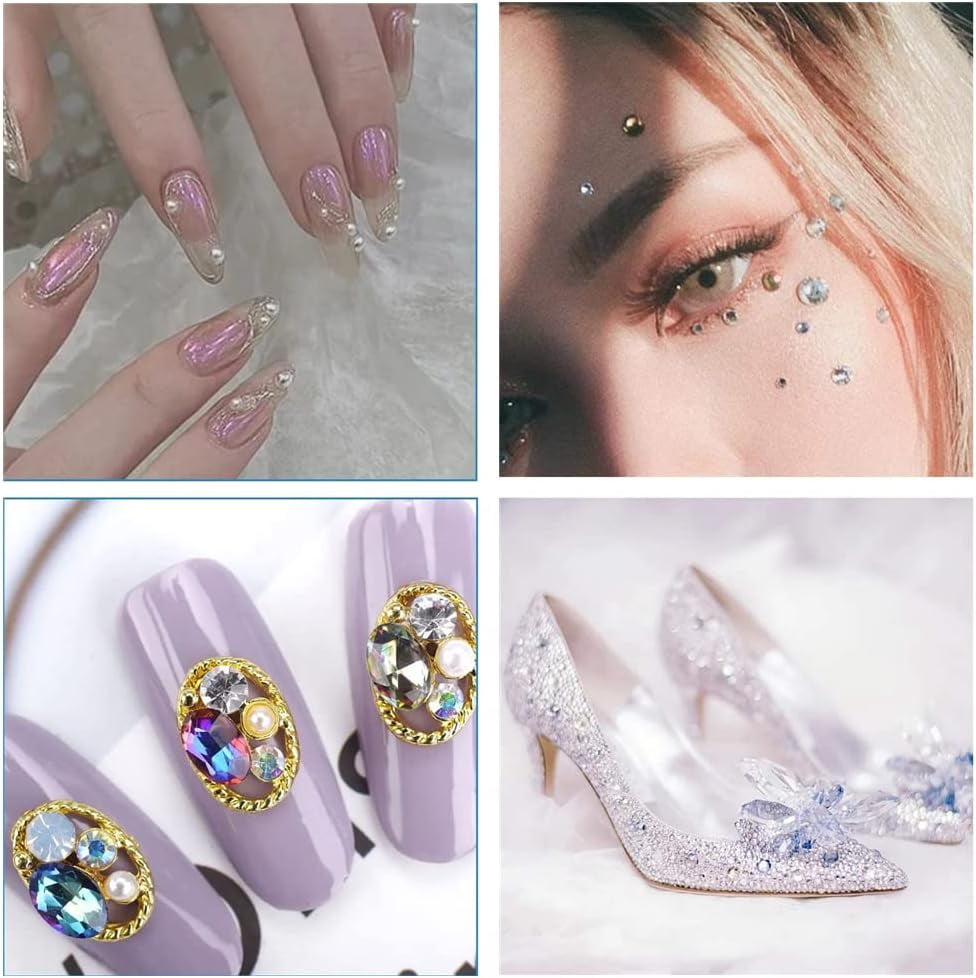 6 Sheets 2100 Pcs Clear Rhinestones Stickers Self Adhesive Bling Gems Jewels Stickers, Stick on Rhinestone Strips for DIY Craft&Art Project,Decorate Face Body,Home Decoration (3-6mm)