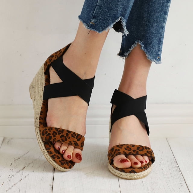 Sandalias de banda cruzada con Tacón de cuña de Cuerda de cáñamo para mujer Wmkox8yii