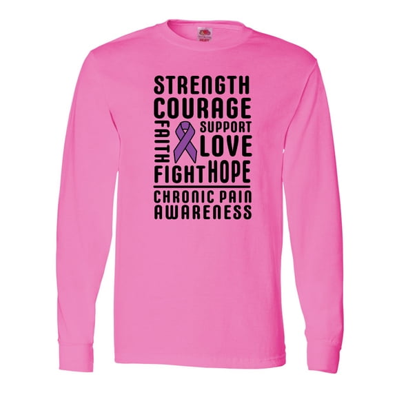 Inktastic Chronic Pain Awareness Strength Courage and Support Long Sleeve T-Shirt